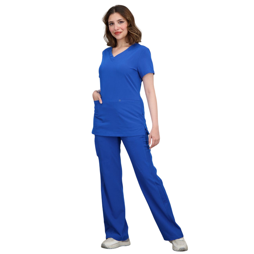 WHITECROSS CRFT WOMEN'S 3-POCKET V-NECK TOP AND BOOTCUT PANT SCRUB SET ...